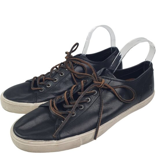 Frye Mens Size 12 Brett Low Sneaker Black Leather Lace Up Style Low Top - Picture 1 of 12